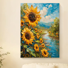 肌理太阳花欧式向日葵手绘油画花卉梵高立体纯玄关装饰画挂画客厅