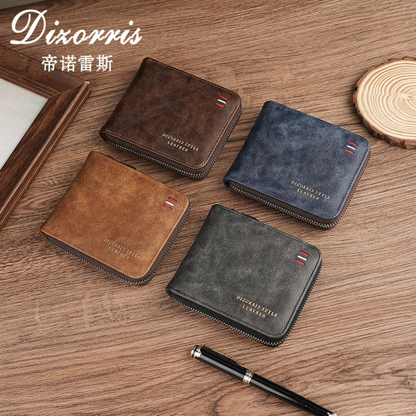 classic retro short fashionable wallet with zipper