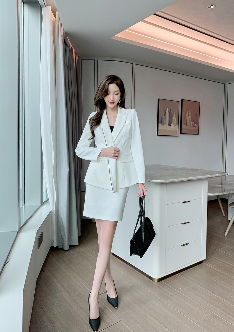 Set công sở nữ áo vest blazer và chân váy hai mảnh kiểu mới — Màu trắng chi tiết 21
