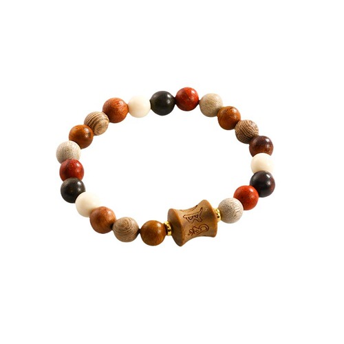 Guofeng Multi-Bead Pearl Bracelet, New Chinese Traditional Ethnic Style Beaded Retro Bracelet Accessory, Ancient Style Wooden Zen Meditation Beads Necklace