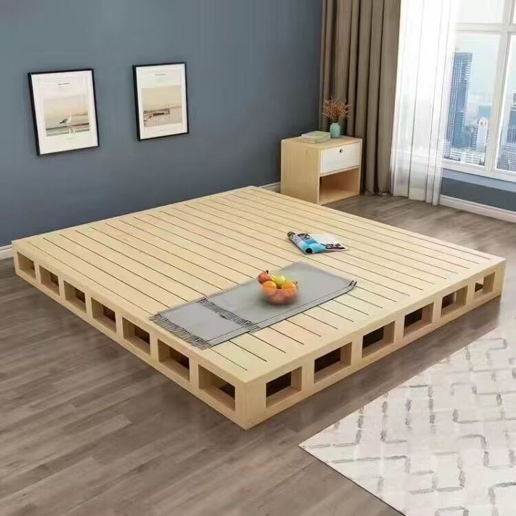 Tatami de madera sólida para proteger la cintura de 1 metro cama de hotel sin respaldo 1.2 estilo japonés moderno y simple 1.5 marco de cama