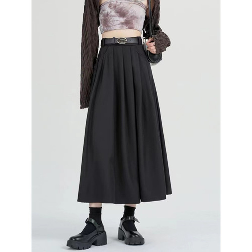 Women's Spring and Autumn High-Waisted Skimming A-Line Long Dress with Trousers, Giving a Sense of Elegance