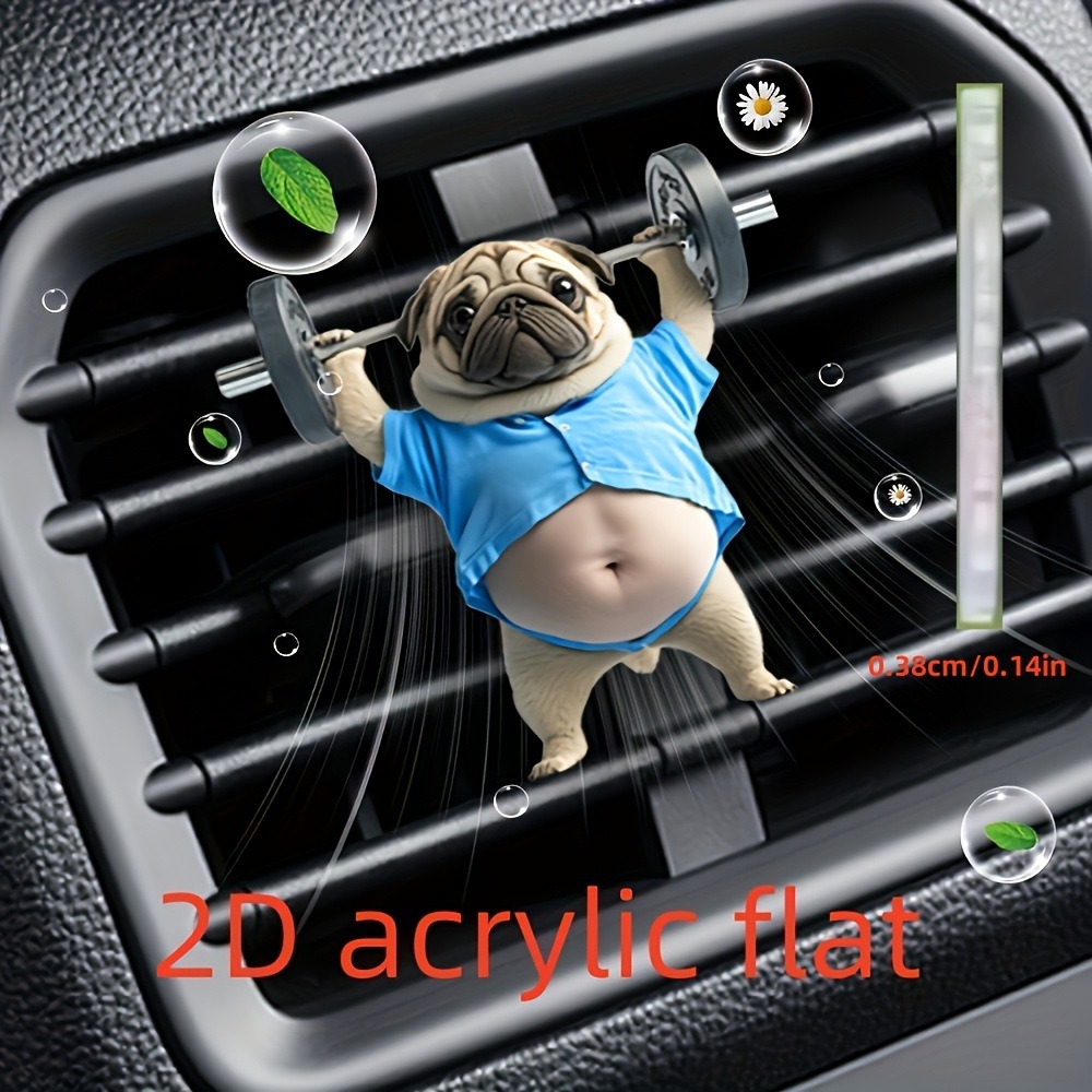 Comercio exterior transfronterizo ropa azul levantamiento de pesas perrito producto terminado clip de ventilación decoración del coche aromaterapia linda decoración acrílica impermeable