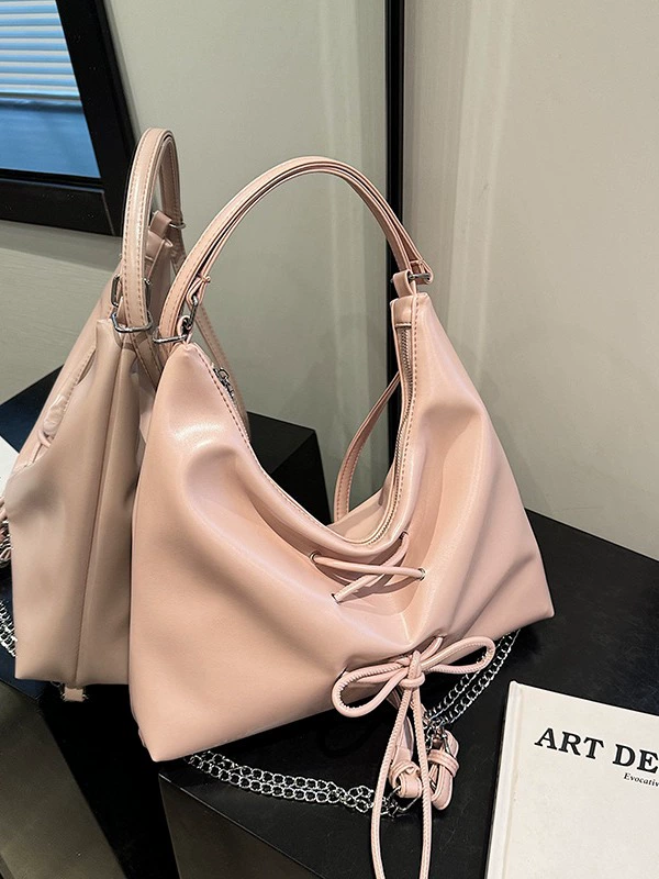Backpack with bow, one-shoulder bag, capacious shoulder bag