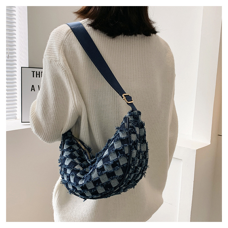 Denim Patchwork Shoulder Crossbody Bag For Women Stylish Canvas_voghion.com