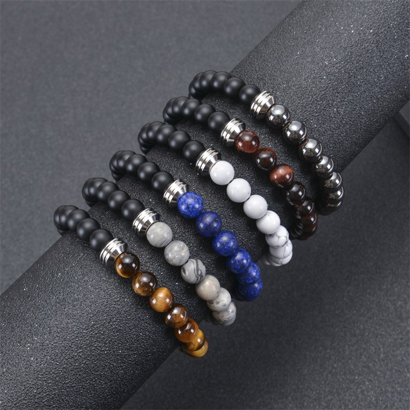 Elegant Simple Style Geometric 201 Stainless Steel Natural Stone Unisex Bracelets display picture 4