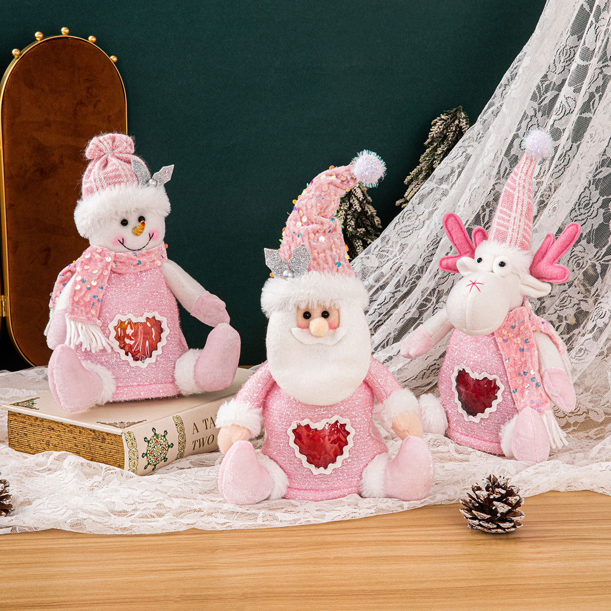Fournitures de décoration de noël transfrontalières, sac pomme d'amour, sac cadeau pour enfants, fourre-tout pour bonbons du père noël