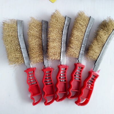 钢丝刷刀型刷 304不锈钢丝 镀铜丝刷除锈缝隙清洁 塑料柄木柄铁刷
