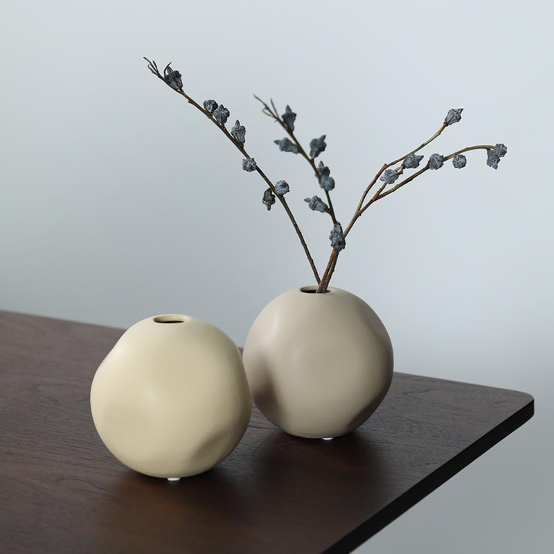 Viento tranquilo creativo vasos de cerámica redondos ornamentos flor seca flor de sala de estar in viento suave ornamentos de escritorio floral