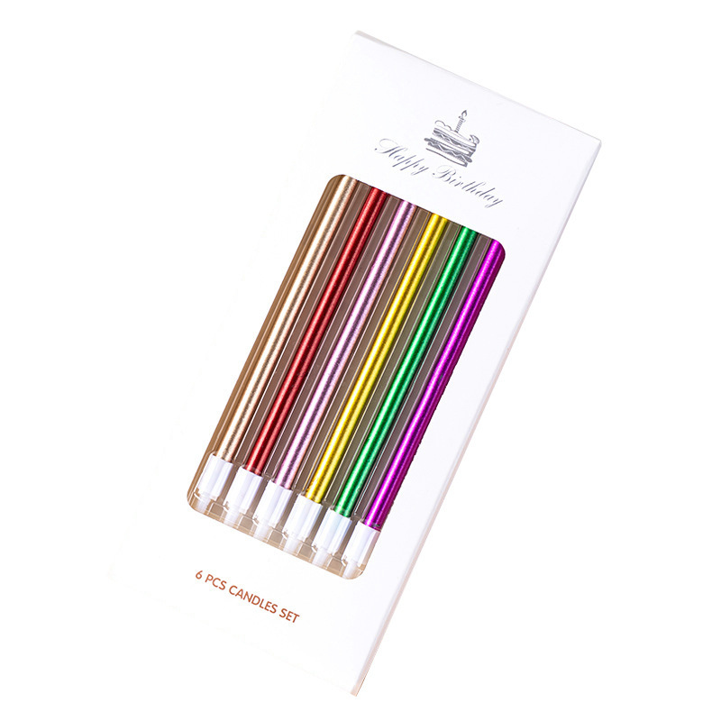 Velas de cumpleaños doradas giratorias de rosca de aluminio dorado tarta de fiesta larga varilla dorada rosca de lápiz vela delgada