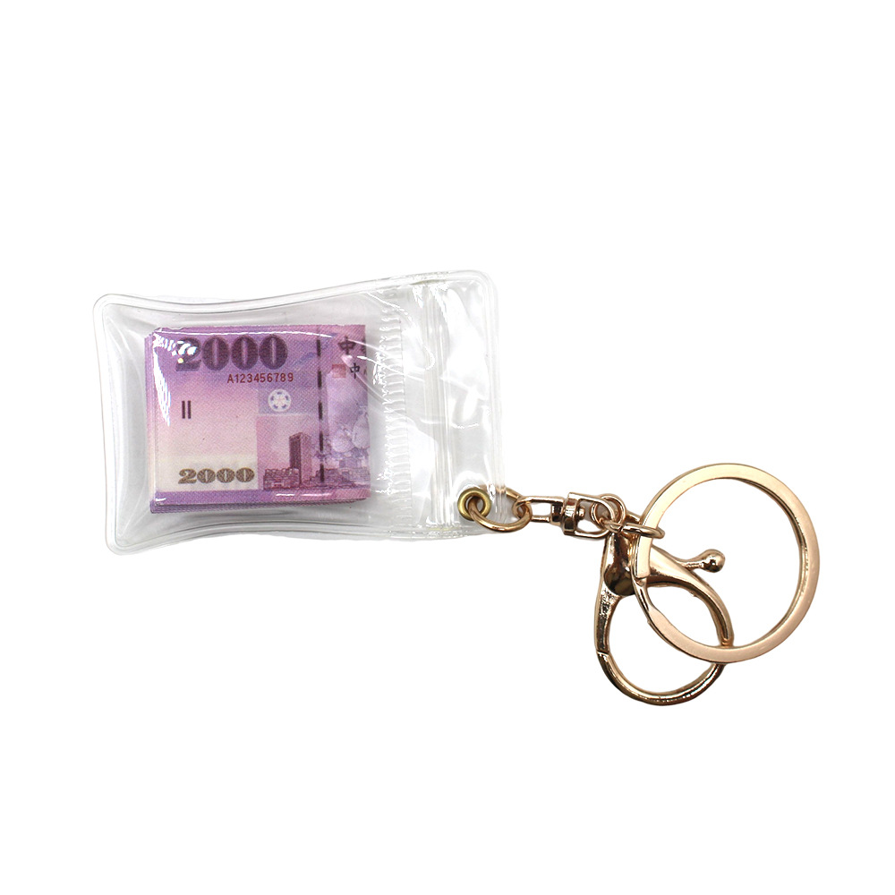 Simulación de dólar de Taiwán, dólar estadounidense, libra, won coreano, moneda indonesia, llavero, colgante de billetes de papel, medalla de oro, colgante de barra de oro, máquina de bebé