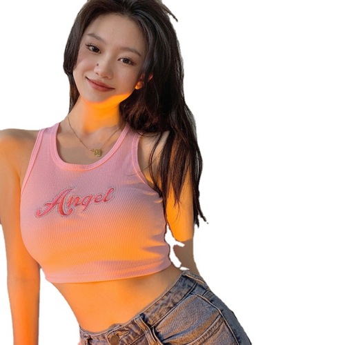 Designed thread outer short top  summer inner sleeveless Korean style camisole sexy vest for women ins