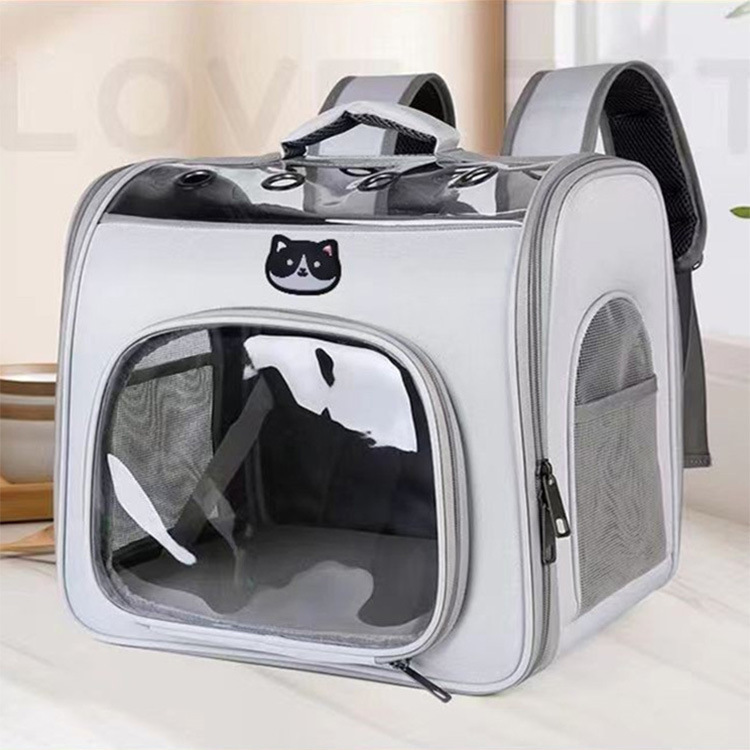 Double-Shoulder Cat Carrier, Transparent yet Large-Capacity Pet Travel Bag, Foldable and Portable Pet Carrier for Outings, Cat and Dog Backpack