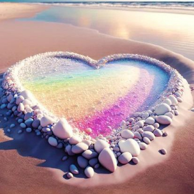 Transfronterizos 5D amor de la playa de diamantes cuadrados de diamantes completos cuadrados pintura de decoración de la sala de estar DIY al por mayor