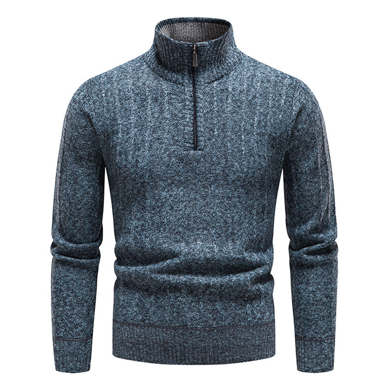 Men's solid color simple new pullover stand collar plus fleece jacket_voghion.com