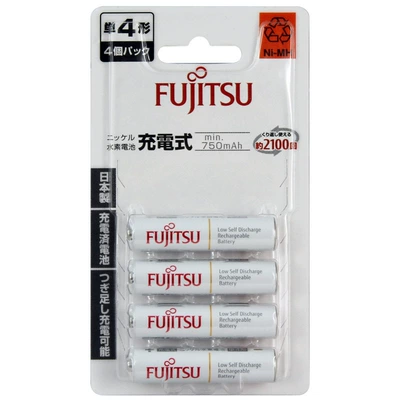 Japan's Fujitsu 2100 Nickel-Metal Hydride No. 7 Aaa Rechargeable Battery 750 Mah Rechargeable Battery Four-Pack (Hibrid akkumulyator batareyaları) - no-7-4-section-pack