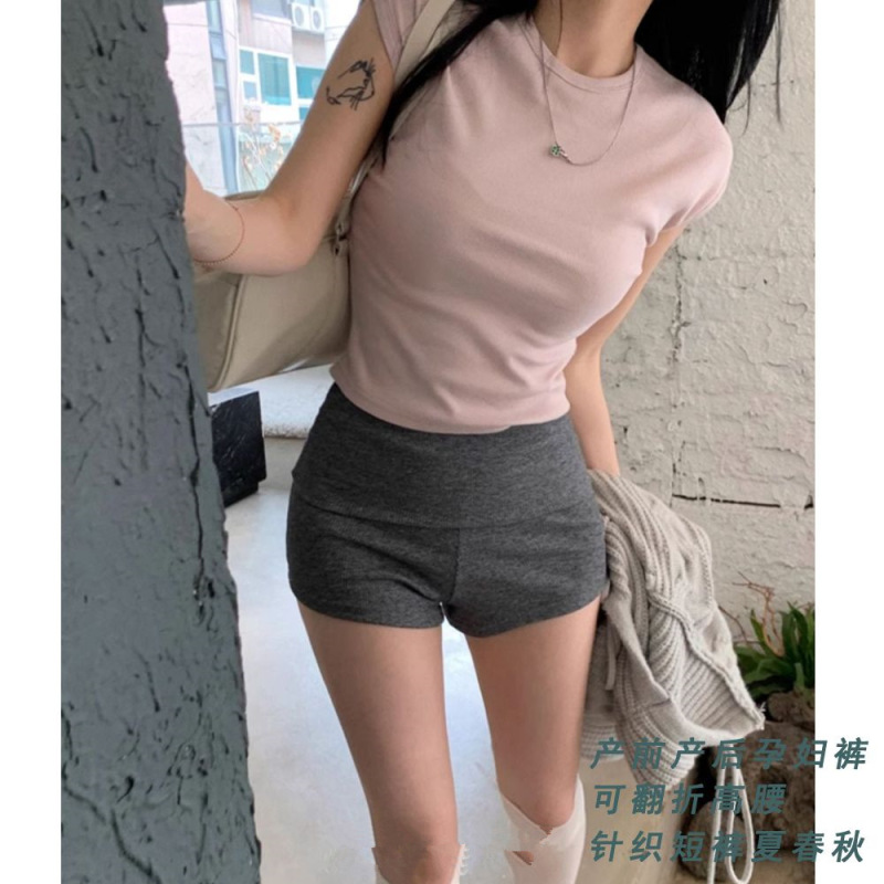 孕妇短裤2025夏季新款外穿针织无调节带打底裤薄款托腹三分孕妇裤|undefined