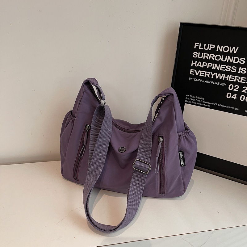Large Capacity Women's Bag 2025 New Lightweight Commuter Crossbody Bag Multi-Pocket Waterproof Nylon Tote Bag - Thumbnail 7