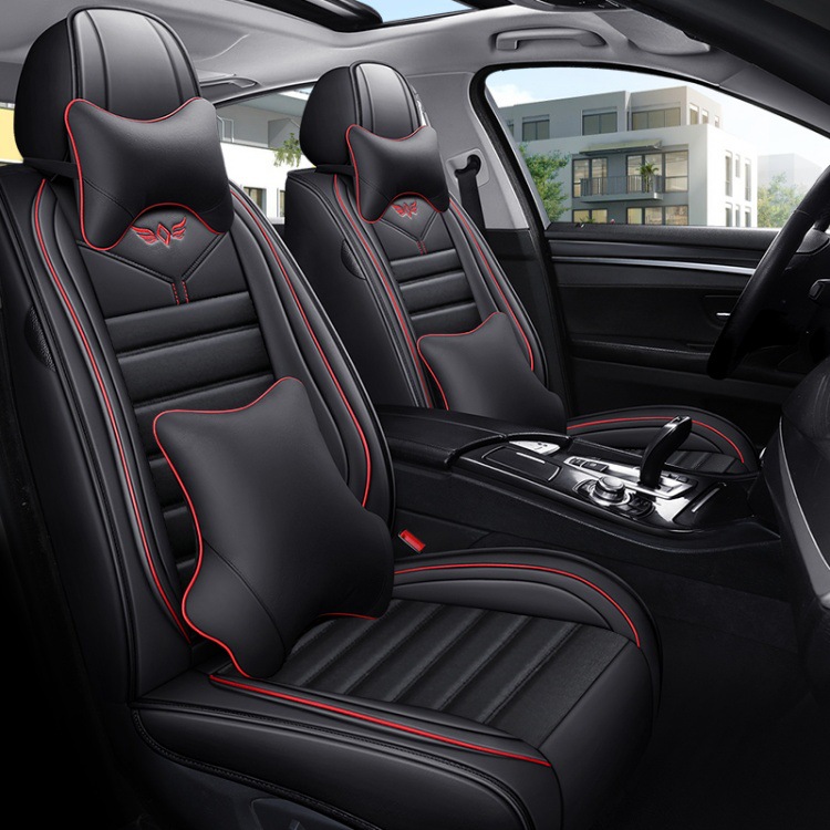 New Nappa Leather Car Seat Cushion, Universal for All Seasons, Fully Enclosed Seat Cover, Summer Machine-Knitted Ice Silk Breathable Internet Celebrity Car Cushion