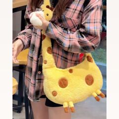 韓国風可愛いキリンぬいぐるみバッグ漫画バッグ斜め掛けバッグ森ガール風ins風和風リュックサックショルダーバッグ女の子らしい