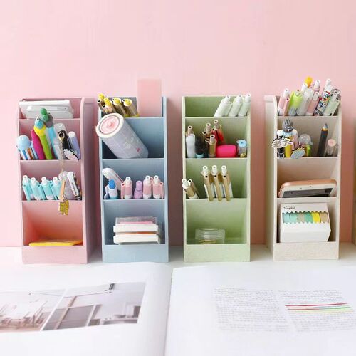 Four-grid oblique pen holder desktop storage pen holder children's large-capacity multi-grid pen holder creative multi-functional pen barrel