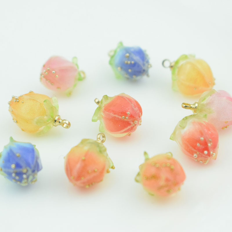 Japanese Heat Shrink Drop Pink Small Flower Pendant DIY Handmade Hairpin Bracelet Jewelry Earrings Accessories Material