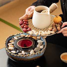 煮茶室内家用网红全套黑晶炉煮茶烤奶茶具套组罐罐茶壶煮茶器