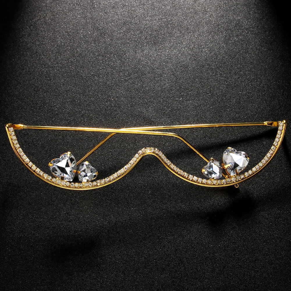Heart Shape Pattern 1 Piece Glam Novelty Heart Shape Rhinestone Women's Glasses