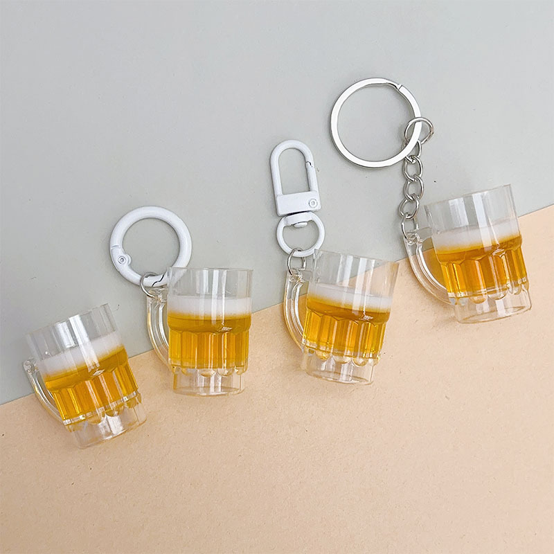 Cross-Border Creative Beer Mug Keychain Pendant Jewelry Bar Club Best Friend Small Gift Bag Pendant