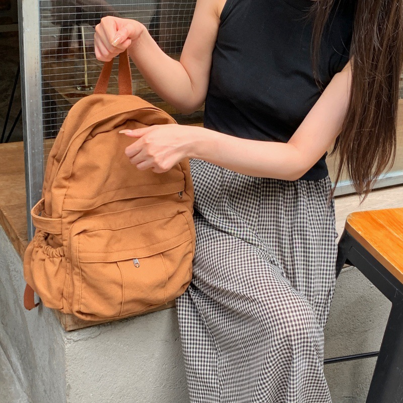 Mochila femenina ins Hong Kong estilo Mori retro angustiado estudiante universitario mochila femenina moda europea y americana mochila de lona lavada