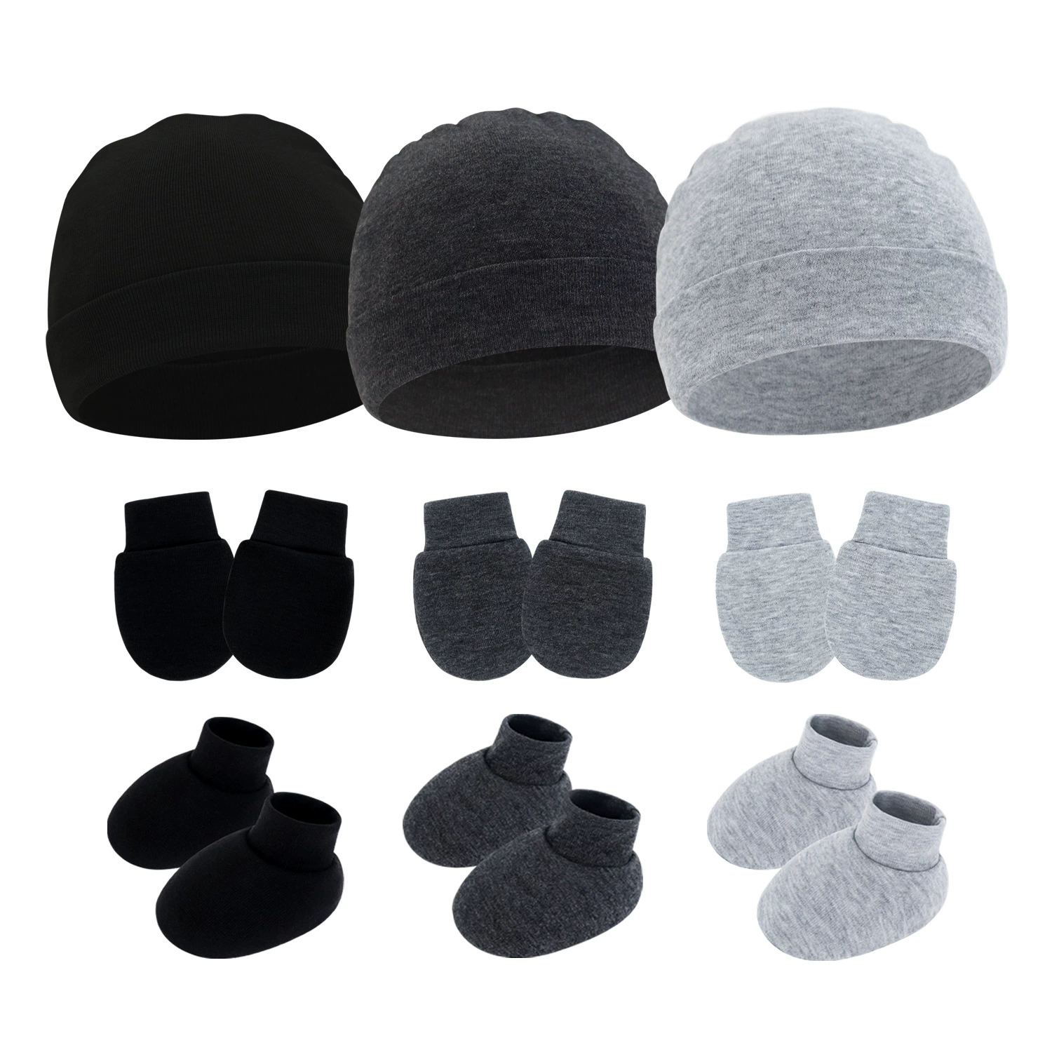 2024 Весна, осень и зима Внешняя торговля Детский пуловер Шапка Перчатки и чехлы для ног Комплект из 3 предметов Шапка для новорожденных Шапка для новорожденных