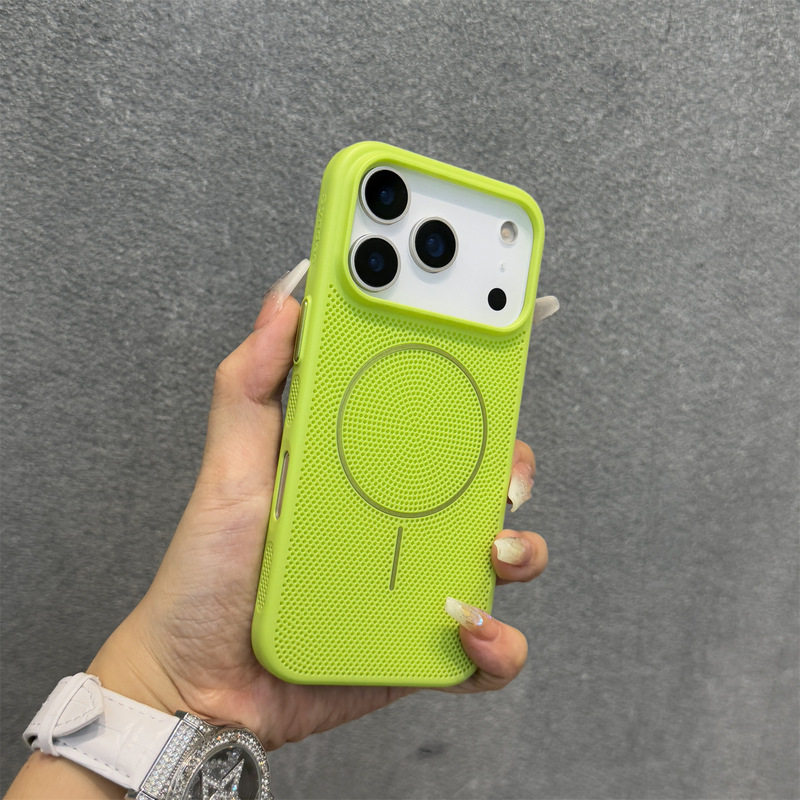 适用iPhone17ProMax散热磁吸细圈手机壳苹果16网孔透气超薄保护套|undefined
