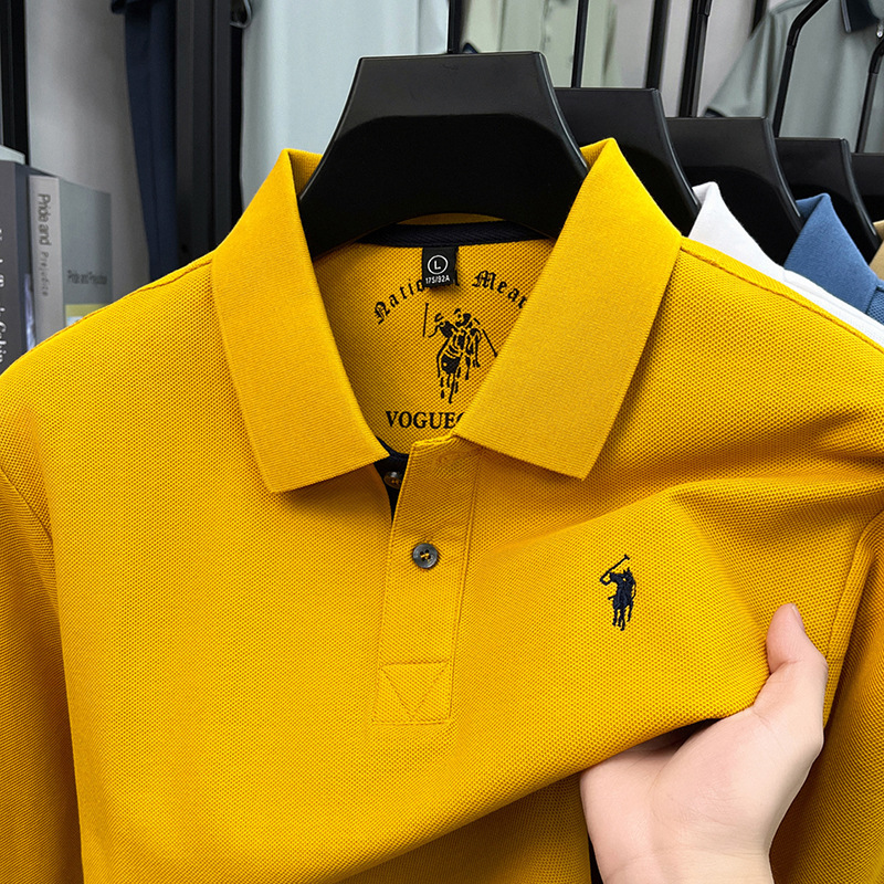 Paul Hexagonal Pattern 100% Pure Cotton Long-Sleeve Polo Shirt for Men, 2026 Autumn New Collection, Casual Men's T-Shirt with a Turn-Down Collar Paul Hexagonal Pattern 100% Pure Cotton Long-Sleeve Polo Shirt for Men, 2026 Autumn New Collection, Casual Men's T-Shirt with a Turn-Down Collar