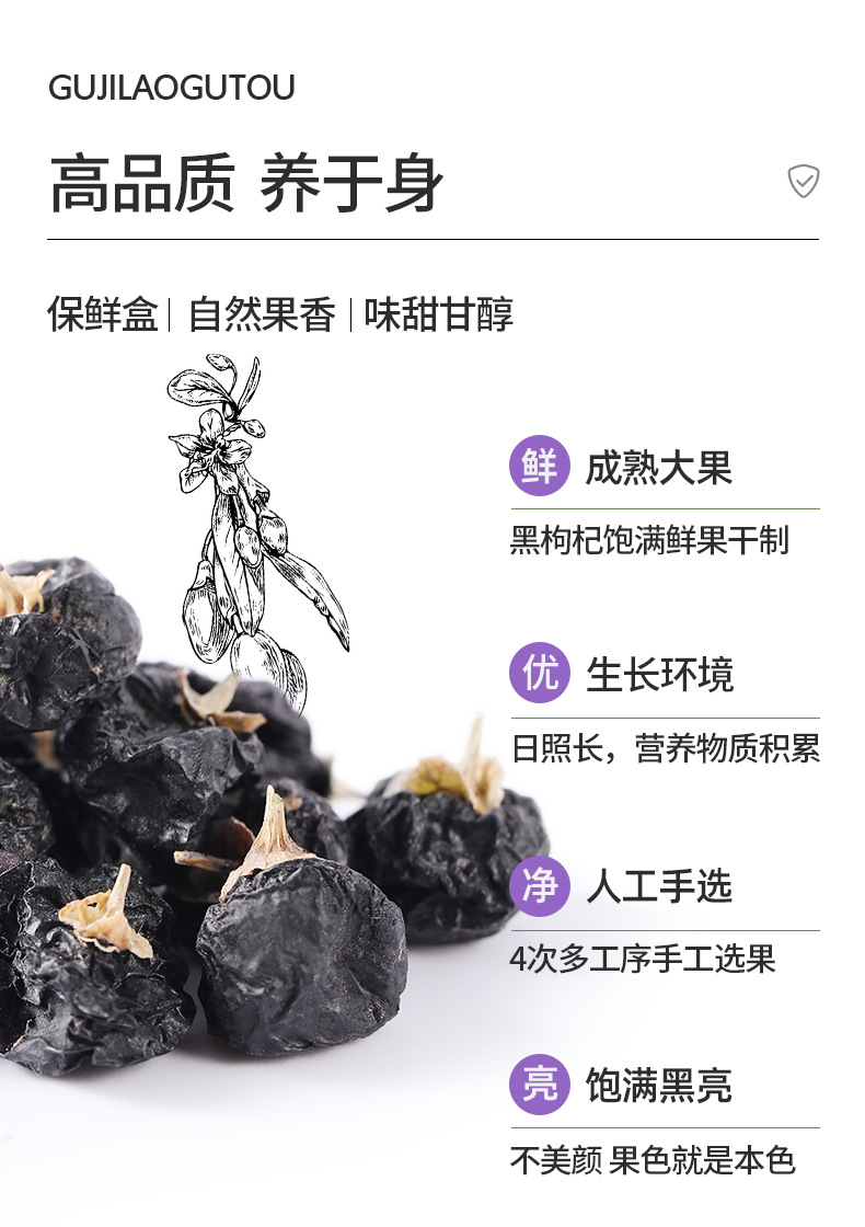 Dried Black Goji Berry Large Fruit Premium Grade Ningxia Wolfberry for Tea and Soup overview