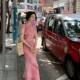 New Chinese Style Improved Cheongsam Hollow Button dress Retro Small Collar Long Dress Pink Stretch plus size