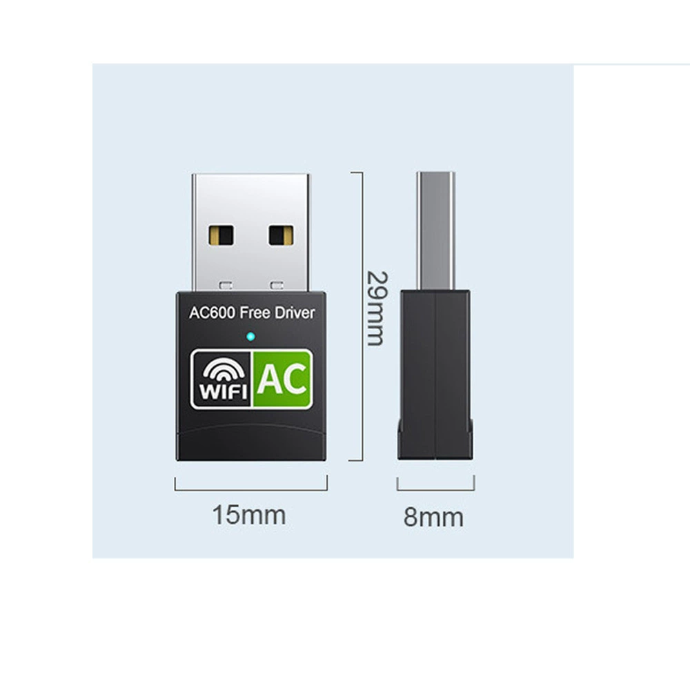 USB беспроводная сетевая карта без драйверов, 5G двухдиапазонная 600M для настольного и портативного ПК, приёмник Wi‑Fi AC