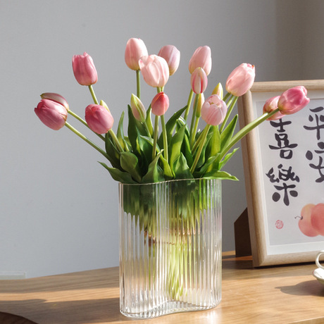 Artificial Tulips Pu Hand-Feel Soft Glue 5-Branch Bouquet of Simulated Tulips Ho