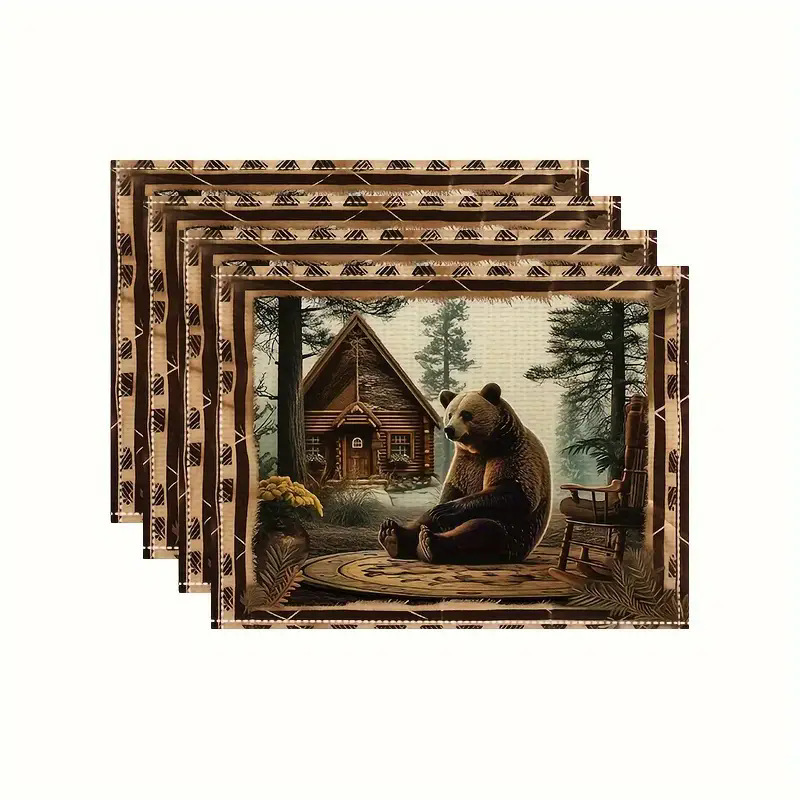 Transfronterizos lino almohadilla de mesa Aliexpress TEMU Amazon almohadilla de mesa cuadrada búfalo rojo almohadilla de Navidad Día de la Independencia