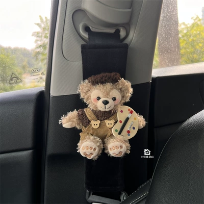 Da Vinci Daffy Car Seat belt shoulder pad - maillard-painter-duffy-black-plush-shoulder-pad-single