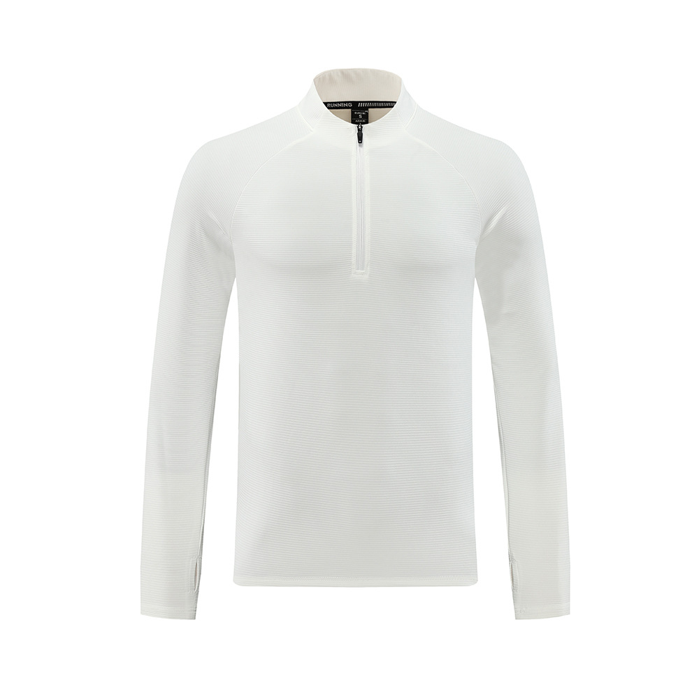 Otoño y invierno deportes medio cremallera rápida secado de manga larga camiseta de cuello masculino ropa de ejercicio casual tenis biking ropa de carrera