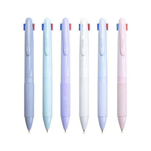 COLNK Makaron Four-Color Push-Button Colored Oil Pen Multi-Color Ballpoint Pen for Students Girls Signature Pen 0.5