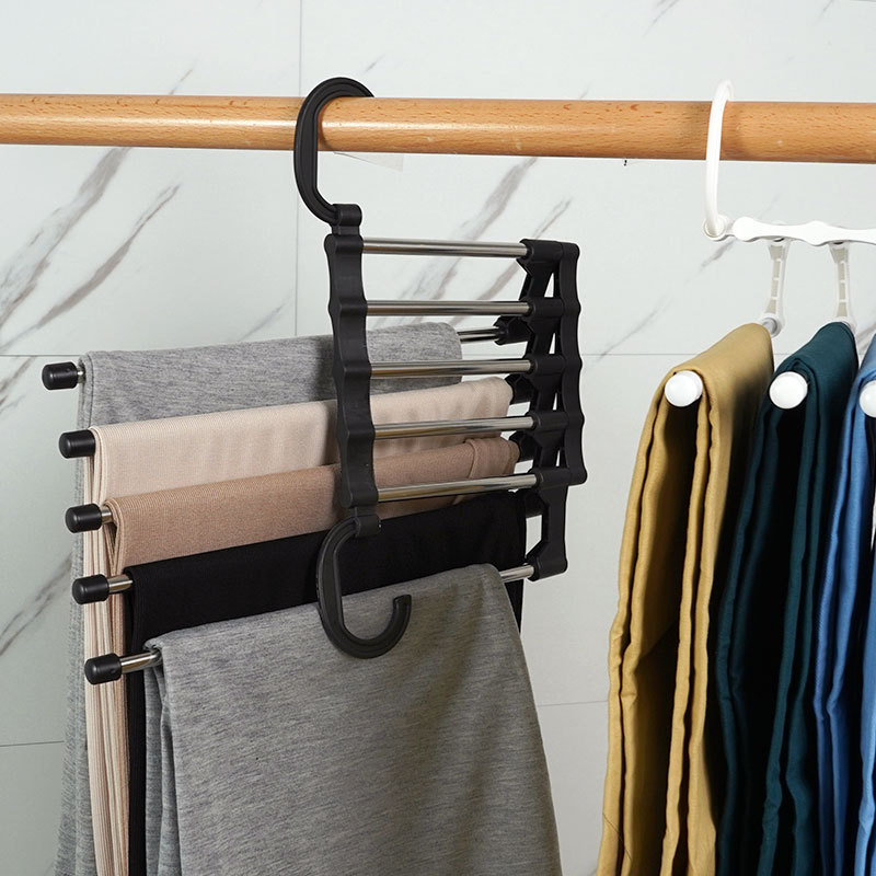 Wholesale Wardrobe Built-in Storage Pants Hanger Home Use Multi-layer Dedicated Pants Clamp Multi-functional Pants Hanger Folding Pants Hanger 