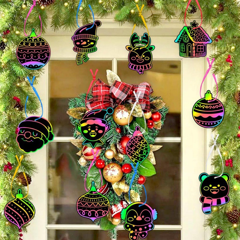 Nuevos productos de Navidad dibujo de raspado tarjetas de raspado DIY artículos de Navidad niños dibujos de raspado fiestas de invierno colgantes
