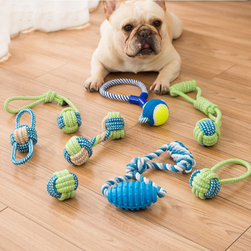 Dog teeth grinding knot toy dog ​​chewing rope set Golden Retriever Teddy Pomeranian puppy large and small dog toy ball