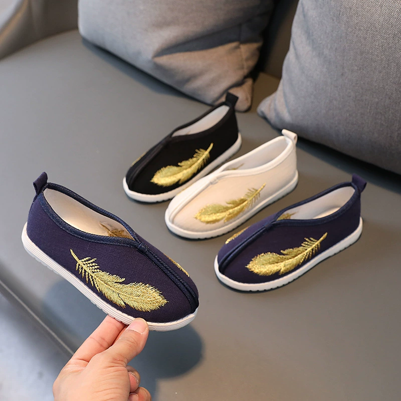 Древний костюм, юбка с лицом лошади, детская обувь, древний стиль, обувь династии Хань, новая детская тканевая обувь в стиле шинуазри, обувь ручной работы с вышивкой для мальчиков