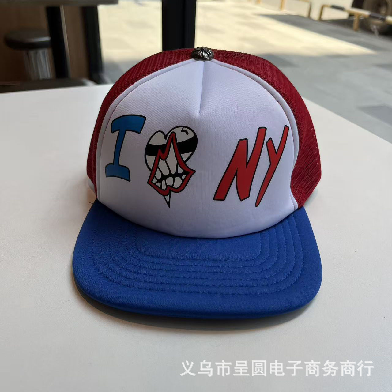 Sombrero para el sol CH Cro de verano para parejas nuevas de moda americana, sombrero de hip-hop de ala plana bordado a la moda ~ sombrero de malla de béisbol