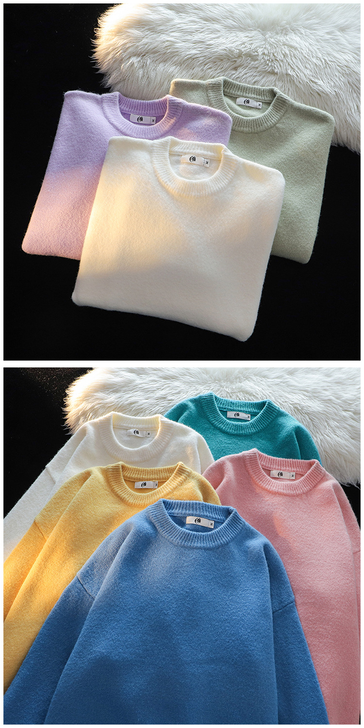 Men's Heavyweight Knit Crewneck Sweater Oversized Warm Pullover_voghion.com