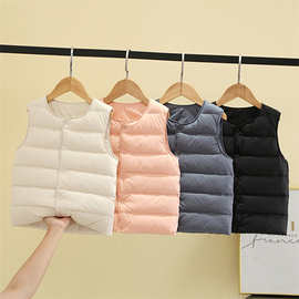 2025新款秋冬白鸭绒儿童轻薄款外穿男童女童宝宝短款羽绒马甲内胆