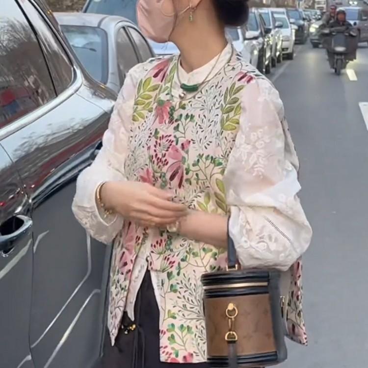 2026 primavera nueva moda china de estilo nacional de mujer de cuello de encaje camisa de blusa de bordado pesado camisa de protección solar image 7