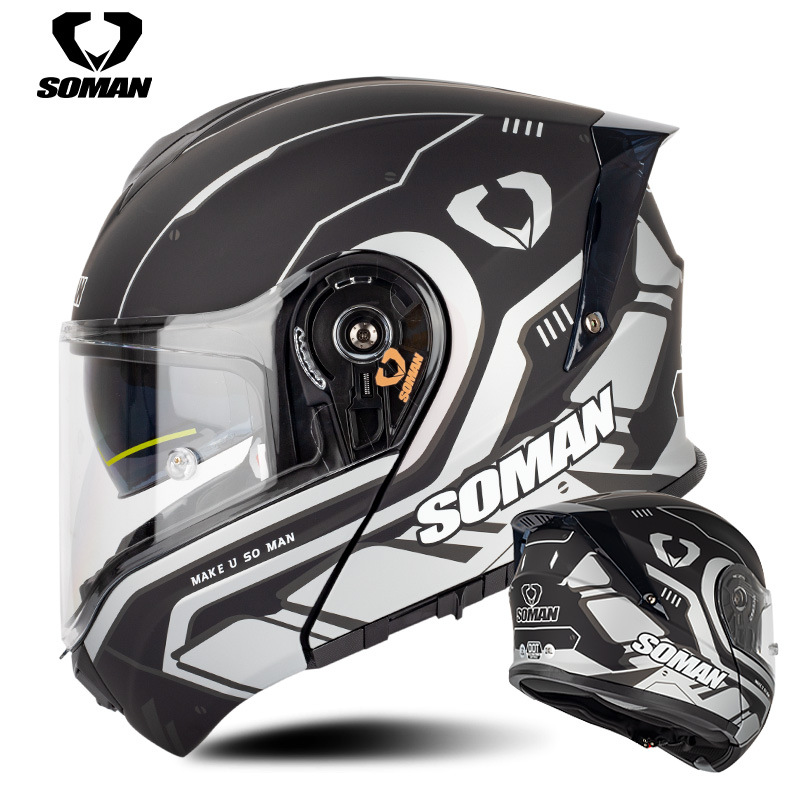 Nuevo SOMAN motocicleta casco de carreras de doble lente casco de exposición casco de equitación Cuatro Estaciones de la motocicleta circunferencia de la cabeza grande 965